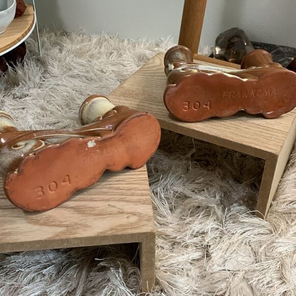 Vintage Frankoma Pottery 304 Candleholders *Note Not A Matching Pair - Picture 3 of 17